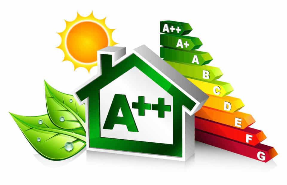 Casa in classe energetica A++: efficientamento energetico con scala dalla A alla G